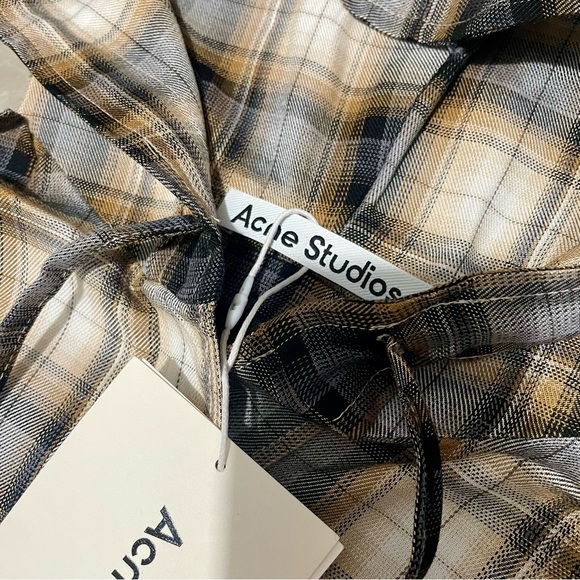 Acne Plaid Shirt in Black and Cream - Picture 3 of 8